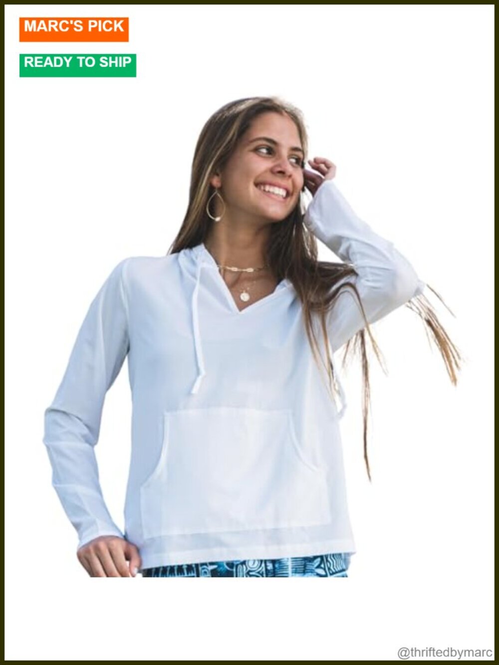 UPF 50 Sun Hoody Lightweight Long Sleeve with Thumb Loops